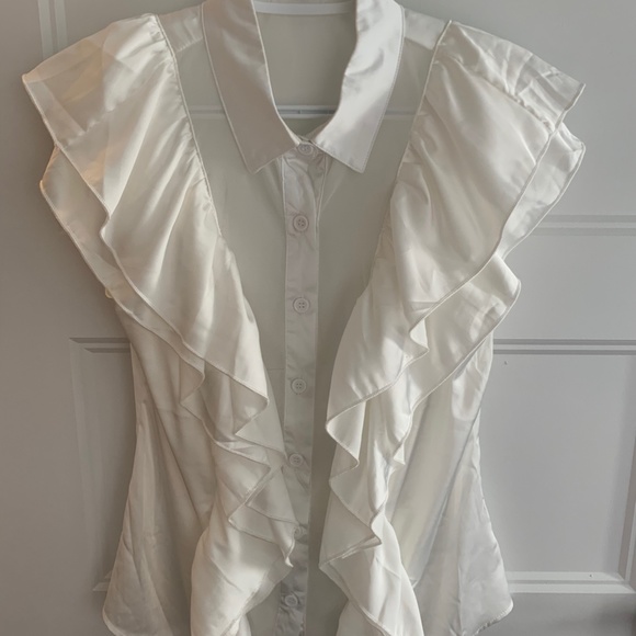 White Ruffle Blouse - Picture 2 of 4
